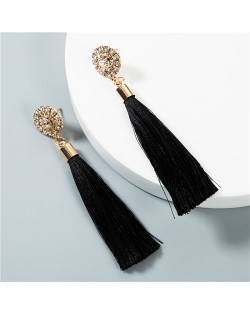 Cotton Threads Shining Studs High Fashion Statement Earrings - Black