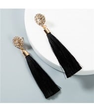 Cotton Threads Shining Studs High Fashion Statement Earrings - Black