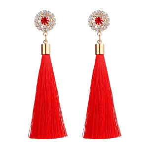 Cotton Threads Shining Studs High Fashion Statement Earrings - Rose