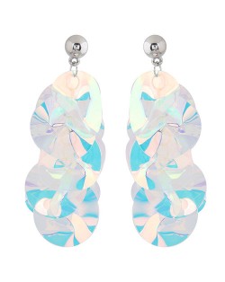Trendy Laser Color Sequins Dangling Women Statement Earrings