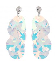 Trendy Laser Color Sequins Dangling Women Statement Earrings