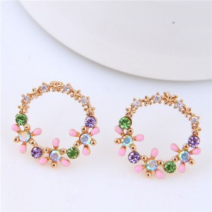 Colorful Cubic Zirconia Garland Sweet Fashion Statement Earrings
