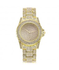 Three Colors Available Rhinestone Inlaid Elegant Shining Fashion Stainless Steel Wrist Watch