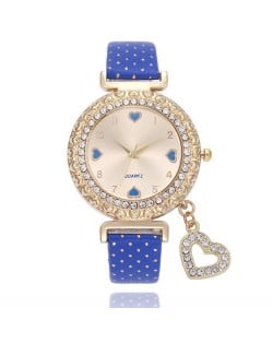 6 Colors Available Rhinestone Embellished Peach Heart Sweet Fashion Women Wrist Watch