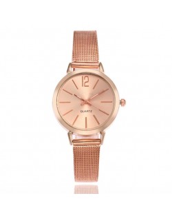 6 Colors Available Vintage Fashion Plain Dial Women Stainless Steel Wrist Watch