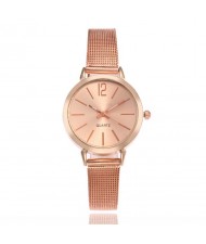 4 Colors Available Vintage Fashion Plain Dial Women Stainless Steel Wrist Watch
