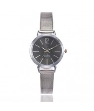 6 Colors Available Vintage Fashion Plain Dial Women Stainless Steel Wrist Watch