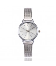 6 Colors Available Vintage Fashion Plain Dial Women Stainless Steel Wrist Watch