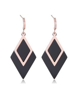 Contrast Color Dangling Rhombus Design Stainless Steel Earrings