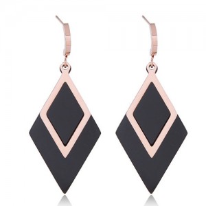 Contrast Color Dangling Rhombus Design Stainless Steel Earrings