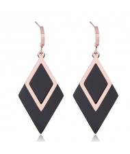 Contrast Color Dangling Rhombus Design Stainless Steel Earrings