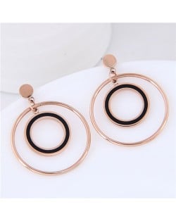 Dangling Hoops Graceful Fashion Design Stainless Steel Earrings