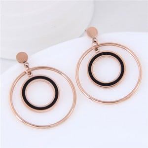 Dangling Hoops Graceful Fashion Design Stainless Steel Earrings