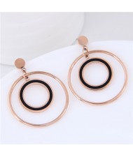Dangling Hoops Graceful Fashion Design Stainless Steel Earrings