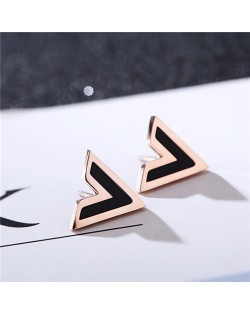 V Alphabet High Fashion Stainless Steel Stud Earrings