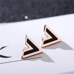 V Alphabet High Fashion Stainless Steel Stud Earrings