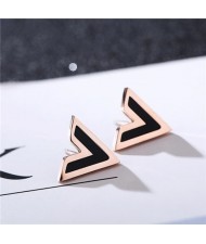 V Alphabet High Fashion Stainless Steel Stud Earrings