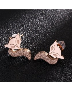 Fox Head Fashion Design Stainless Steel Stud Earrings