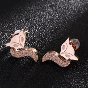 Fox Head Fashion Design Stainless Steel Stud Earrings