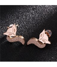 Fox Head Fashion Design Stainless Steel Stud Earrings