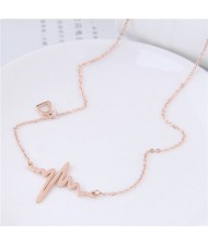 Cardiograph Pendant Design Stainless Steel Necklace