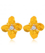 Shining Three-dimensional Big Flower High Fashion Women Statement Earrings - Yellow