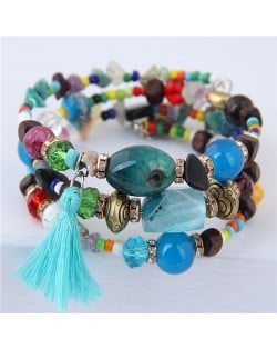 Stones and Beads Mix Design Bohemian Fashion Bracelet - Multicolor
