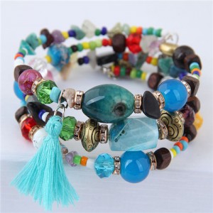 Stones and Beads Mix Design Bohemian Fashion Bracelet - Multicolor