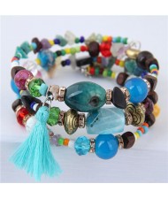 Stones and Beads Mix Design Bohemian Fashion Bracelet - Multicolor