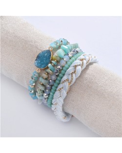 Hollow Dual Layers Golden Alloy Open Fashion Bangle