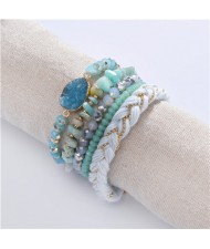 Natural Stones with Crystal Multi-Layers Fashion Bracelet