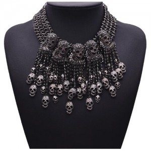 Punk Fashion Skulls Pendants Chunky Style Statement Necklace