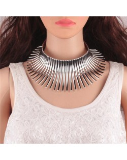 Bold Tribe Fashion Chunky Style Statement Necklet - Silver
