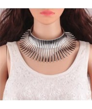 Bold Tribe Fashion Chunky Style Statement Necklet - Silver