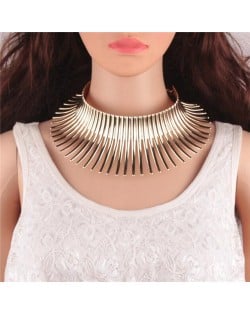Bold Tribe Fashion Chunky Style Statement Necklet - Golden