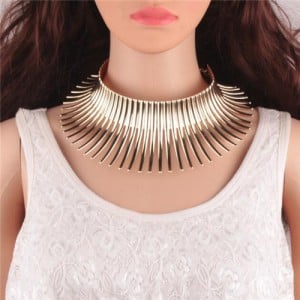 Bold Tribe Fashion Chunky Style Statement Necklet - Golden