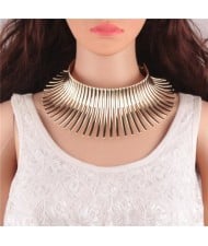 Bold Tribe Fashion Chunky Style Statement Necklet - Golden