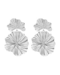 High Fashion Oil-spot Glazed Leaves Combo Design Dangling Alloy Women Statement Earrings - Green