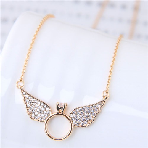 Cubic Zirconia Inlaid Angel Wings Design Korean Fashion Costume