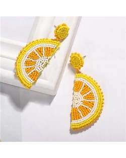 Gem Inlaid Acrylic Oblong Shape Bold Fashion Statement Earrings - Red