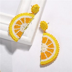 Summer Design Beads Orange Fashion Statement Earrings