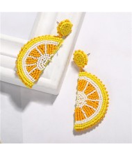 Summer Design Beads Orange Fashion Statement Earrings