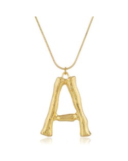 Punk High Fashion Alphabets Golden Alloy Costume Necklace - A