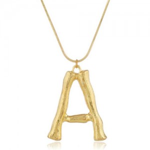 Punk High Fashion Alphabets Golden Alloy Costume Necklace - A