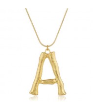 Punk High Fashion Alphabets Golden Alloy Costume Necklace - A