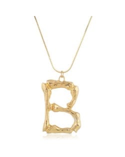 Punk High Fashion Alphabets Golden Alloy Costume Necklace - B