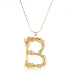 Punk High Fashion Alphabets Golden Alloy Costume Necklace - B