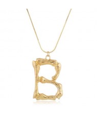 Punk High Fashion Alphabets Golden Alloy Costume Necklace - B