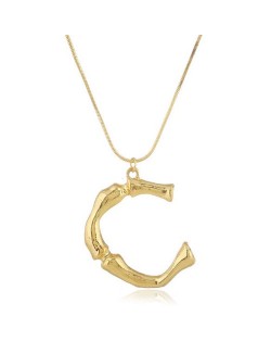 Punk High Fashion Alphabets Golden Alloy Costume Necklace - C