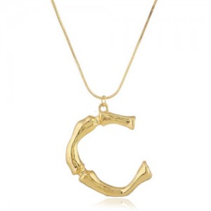 Punk High Fashion Alphabets Golden Alloy Costume Necklace - C